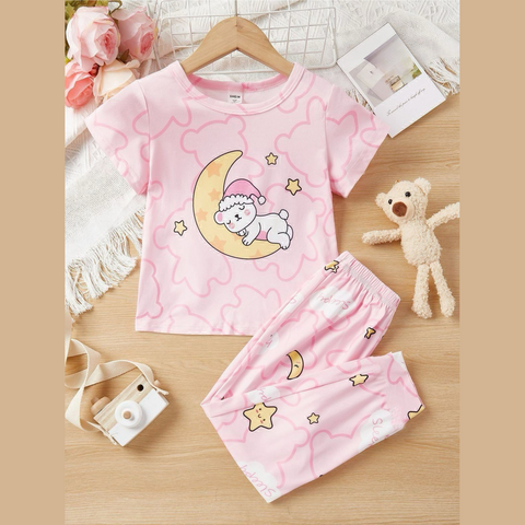 Pink Cute Moon Bear Kids Suit