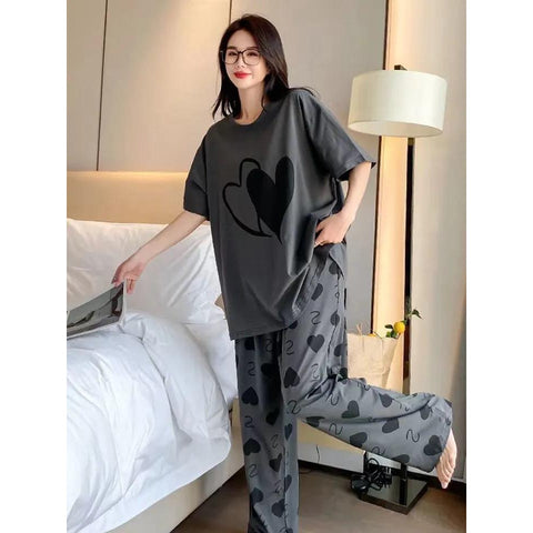 Pink with Black Heart The Ultimate Dream Wear Sleep Suit (SP-57)