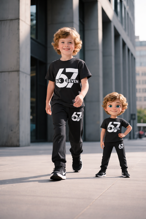 Black 67 Printed Kids Suit For Boys