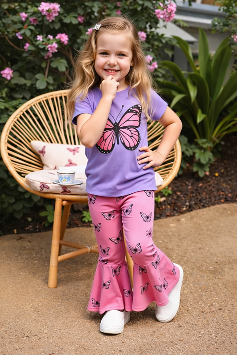 Purple Butterfly Printed Kids Suit