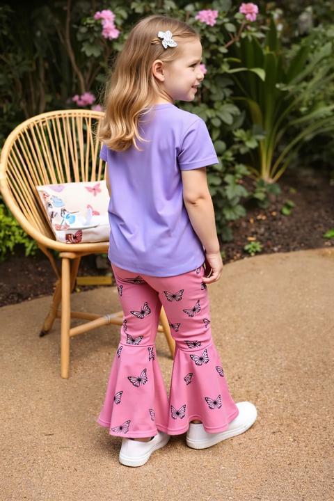 Purple Butterfly Printed Kids Suit