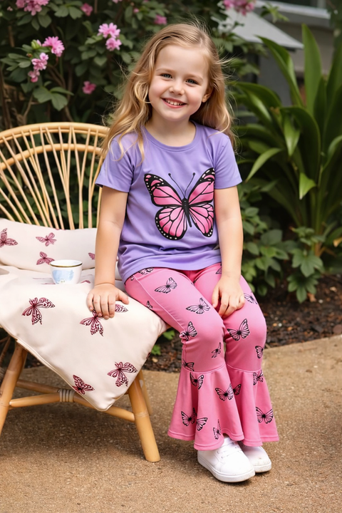 Purple Butterfly Printed Kids Suit