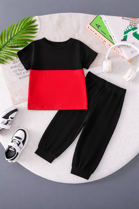 Boys Black & Red “BOYS” Graphic Suit