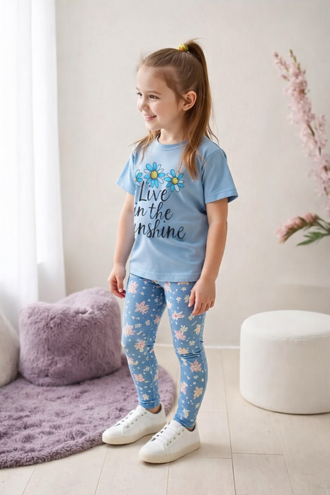 Blue Living In The Sun Shine Printed Kids Suit