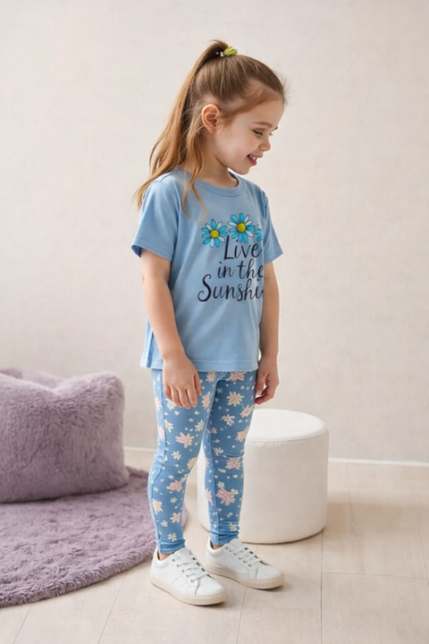 Blue Living In The Sun Shine Printed Kids Suit