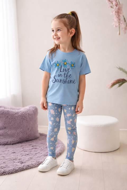 Blue Living In The Sun Shine Printed Kids Suit