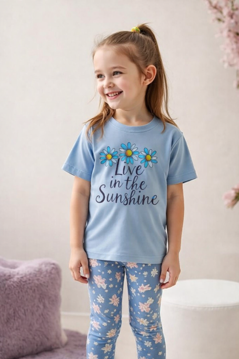 Blue Living In The Sun Shine Printed Kids Suit