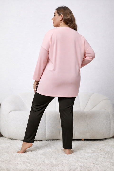 Grey Dreams Long Shirt With Black Trouser Night Suit