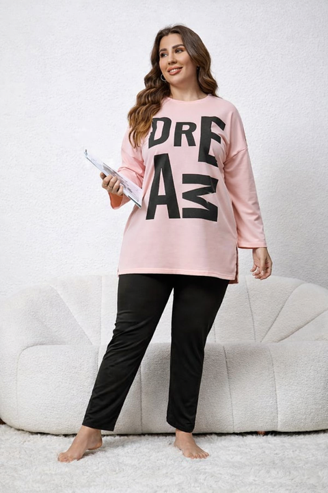 Grey Dreams Long Shirt With Black Trouser Night Suit