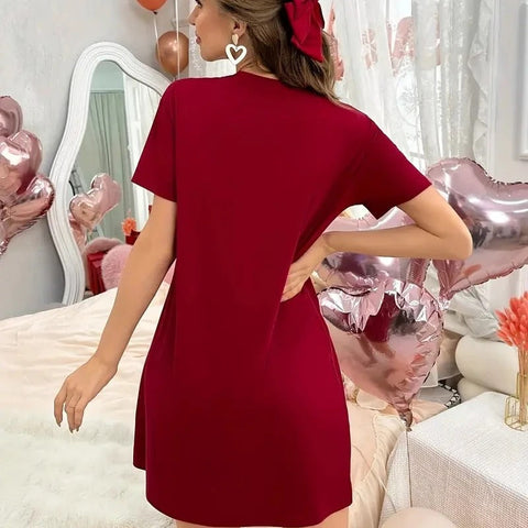 Maroon With Black Big Heart Print Long Shirt For Her (OM-1101)