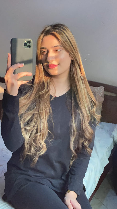 Plain Black V Neck with Palazzo Style Pajama Full Sleeves Suit