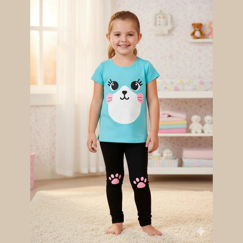 Blue Cute Face Printed Kids Suit