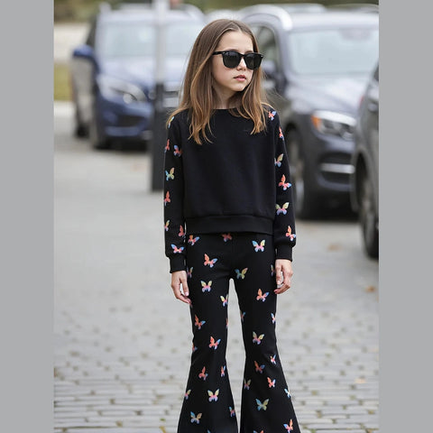 Butterfly Print Winter Girls Tracksuit