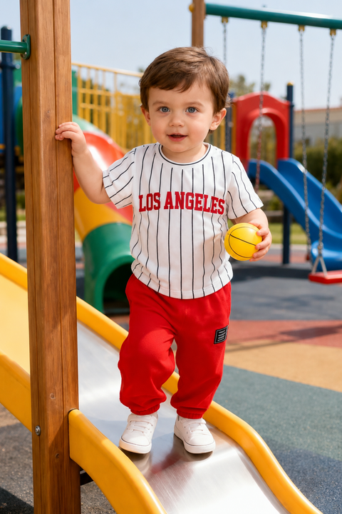 White Los Angeles Printed Kid Suit