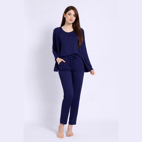 Navy Blue 3 Piece Night suit