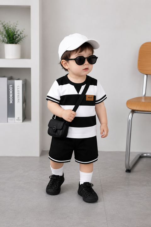 Kids Black & White Stripe Summer