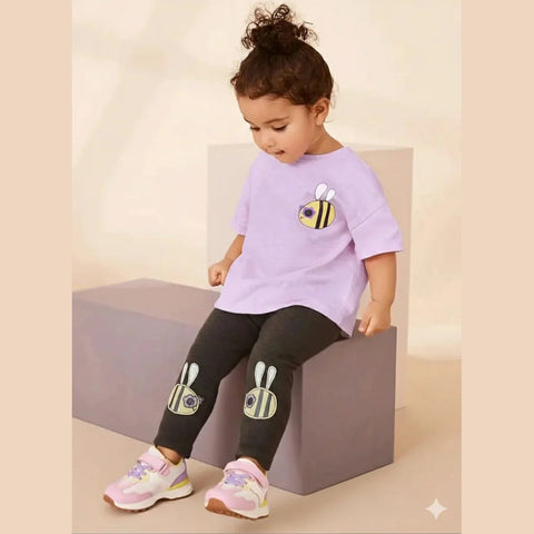 Lilac Honey Bee Printed Kids Suit
