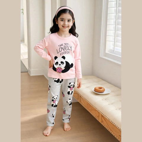 Pink Panda Printed Kids Suit