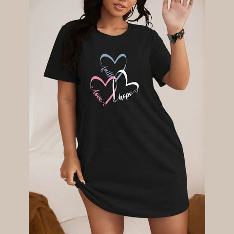Black Hope Faith Love Print Long Shirt Her (OM-1110)