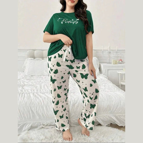 Butterfly Printed Half Sleeves Tshirt with Butterfly Trouser Dream Wear Sleep Suit