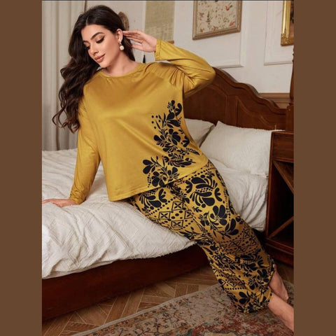 Floral Print Full Sleeves with floral Printed pajama Night Suit
