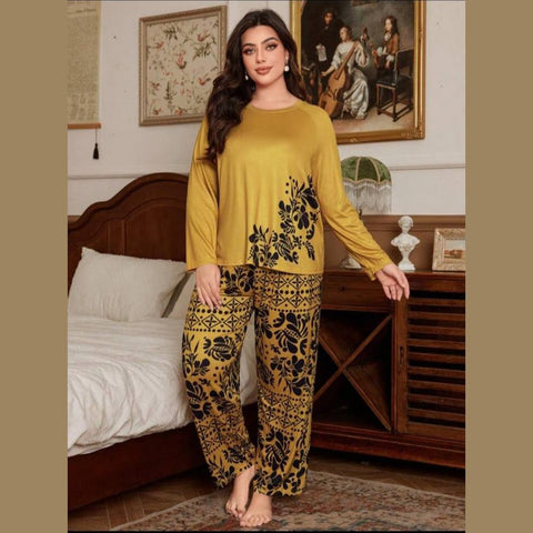 Floral Print Full Sleeves with floral Printed pajama Night Suit
