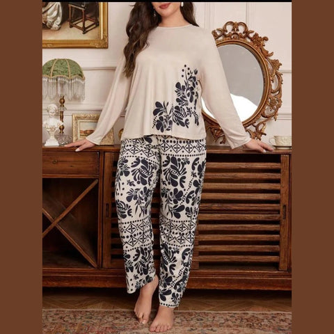 Floral Print Full Sleeves with floral Printed pajama Night Suit