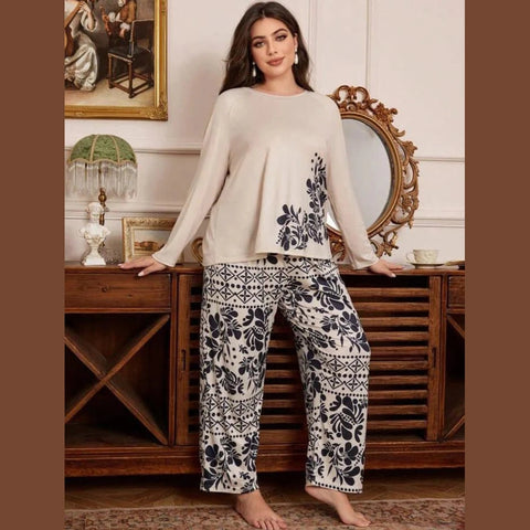 Floral Print Full Sleeves with floral Printed pajama Night Suit
