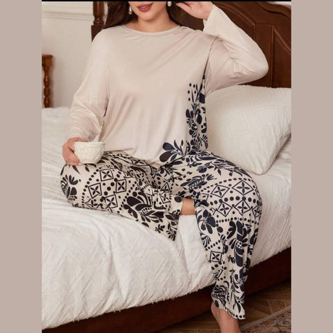 Floral Print Full Sleeves with floral Printed pajama Night Suit