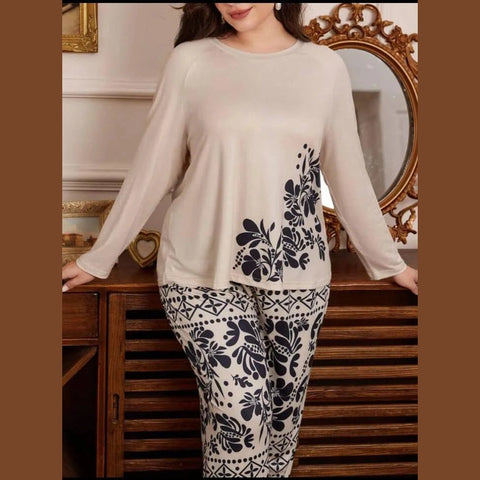 Floral Print Full Sleeves with floral Printed pajama Night Suit