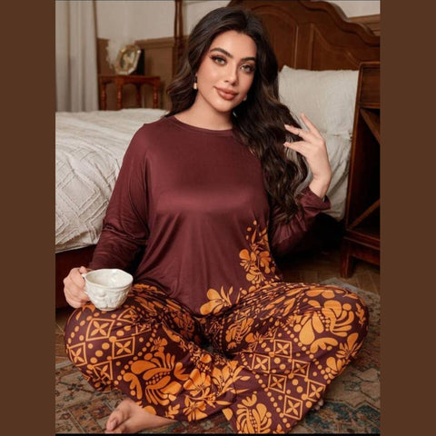 Floral Print Full Sleeves with floral Printed pajama Night Suit