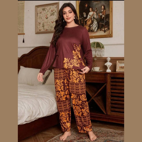 Floral Print Full Sleeves with floral Printed pajama Night Suit