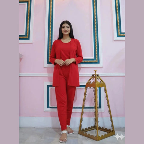 Red 3 Piece Night suit
