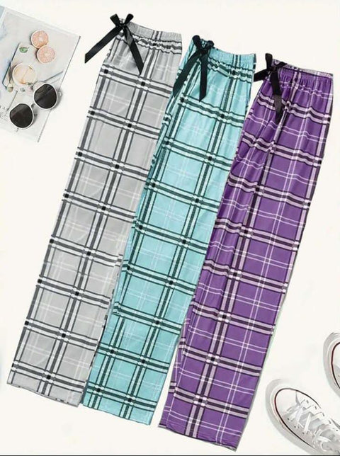 Pack of 3 Check Printed Plazo For Her