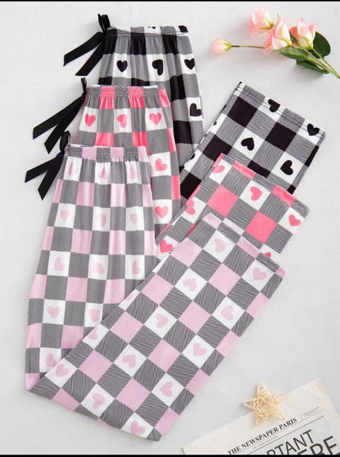 Pack of 3 Checkered Hearts Printed Plazo For Her