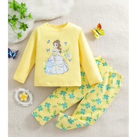 Yellow Princess Printed Kids Suit