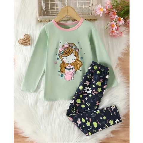 Green Sleepy Princess Printed The Ultimate Kids Sleep Suit