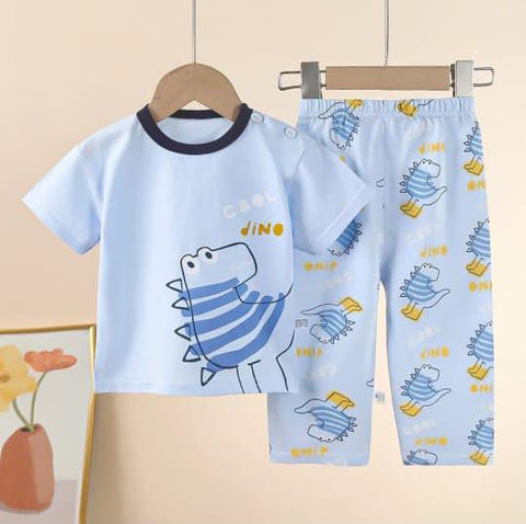Sky blue Dino Printed Kids Suit