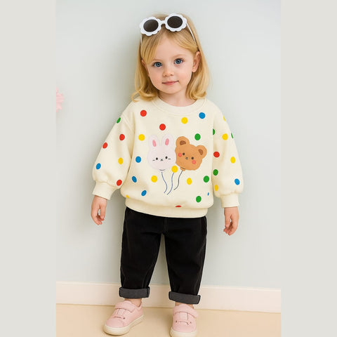 Rainbow Dot Sweatshirt and Black Trouser Tracksuit For Kids