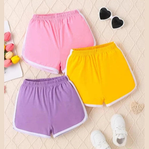 Pack of 3 Plain shorts for Women (pink , yellow , purple)
