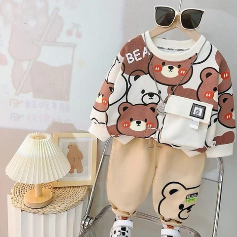 White Multi Bear Kids Winter Track Suit
