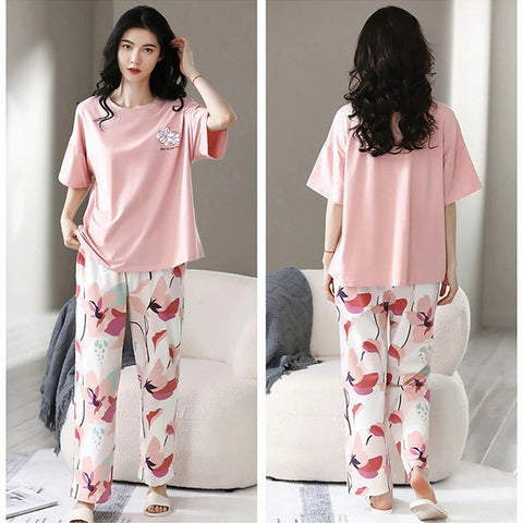 Pink Printed Half Sleeves Night Suit The Ultimate Dream Wear Sleep Suit